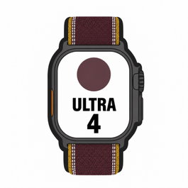 Apple Watch Ultra 4 GPS 49mm Caja de Titanio Negro Correa Loop Trail Burdeos M/L